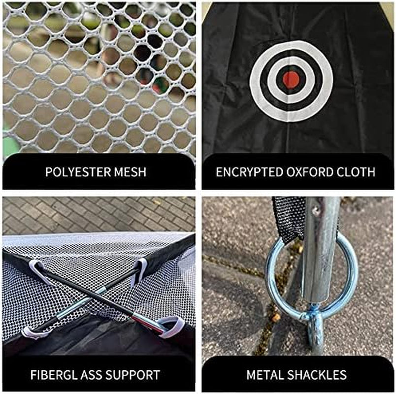 Golf Practice Net with Target, Foldable Training Aid, Large Black Rectangular Golf Net